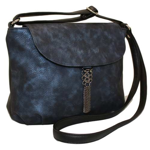 Оригінальна жіноча сумка зі шкірзамінника різних кольорів, декорована стильною металевою прикрасою. Зачиняється на блискавку та магнітний клапан